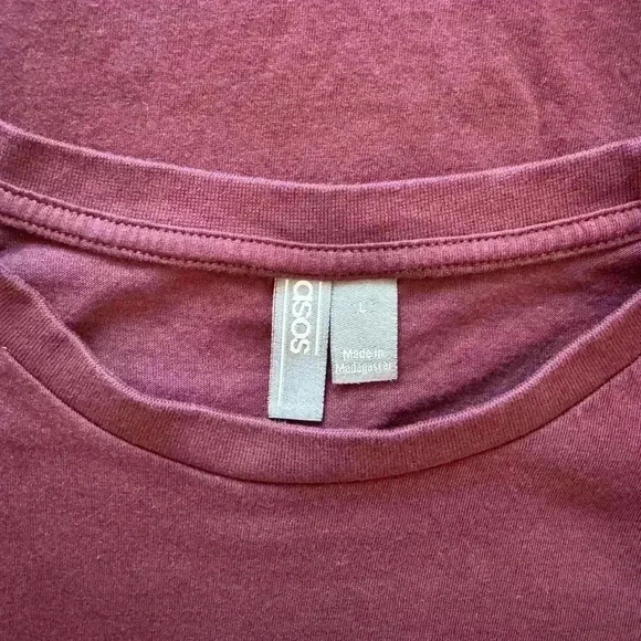 Women's ASOS Short Sleeve Maroon T Shirt Casual Lightweight - Picture 3 of 6